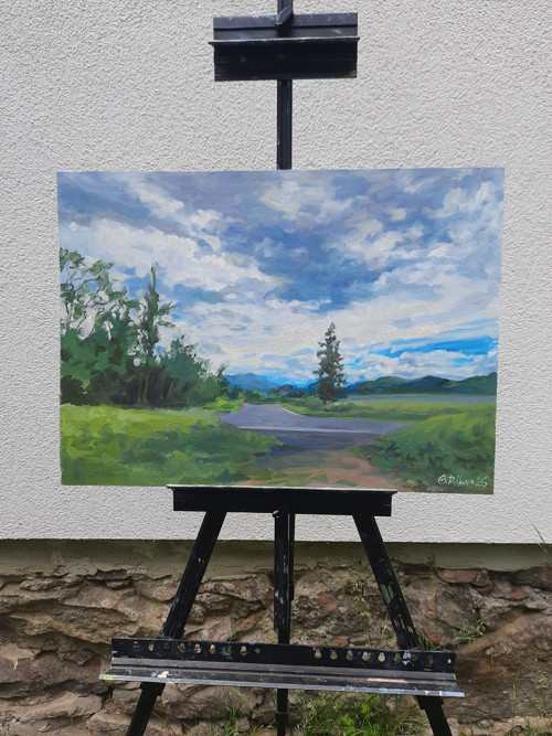 Olejobraz "Zatažený den" - 48x34,5 cm