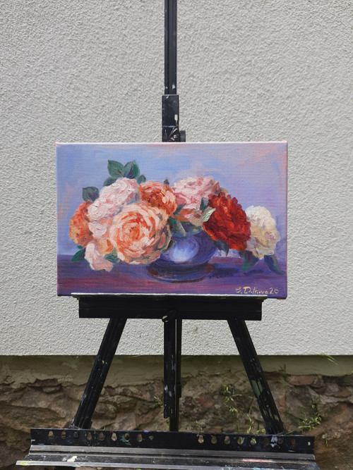 Olejobraz "Kytice růží" - 20x30 cm