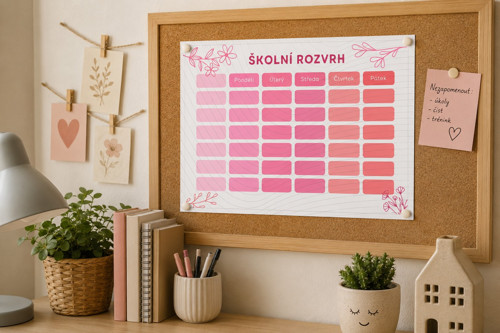 Školní rozvrh hodin – 4 barevné varianty