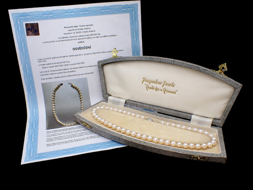 Mořské akoya perly 42cm- osvědčení/ certifikát