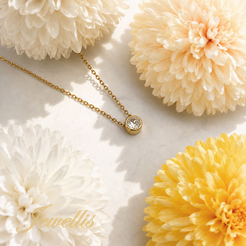 Zlatý choker náhrdelník s krystalem Swarovski 6mm