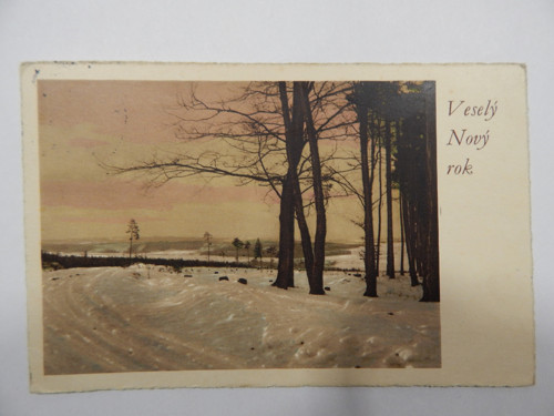 Veselý Nový rok ! - r. 1938 - malovaná krajina