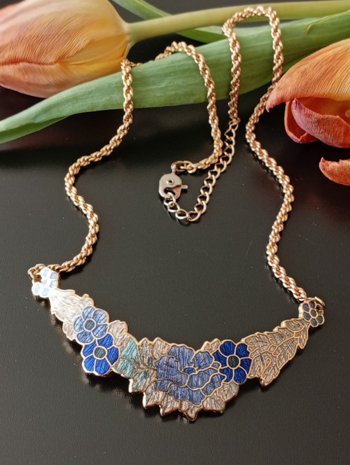 Krásný vintage náhrdelník, cloisonné, značka Fish