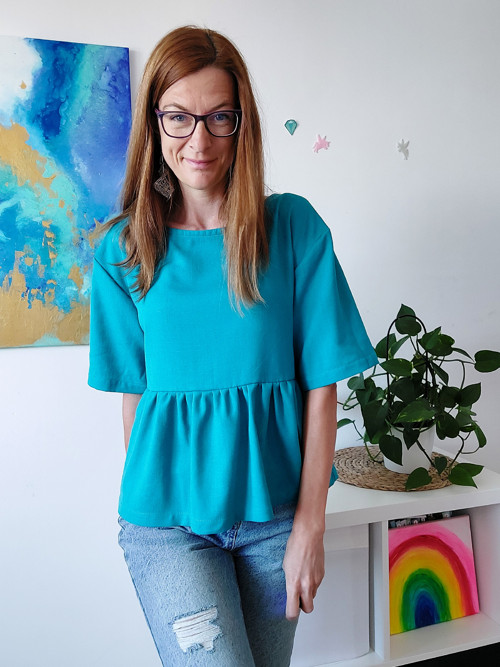 Amálie | Oversized peplum halenka -34/36 (XS/S)