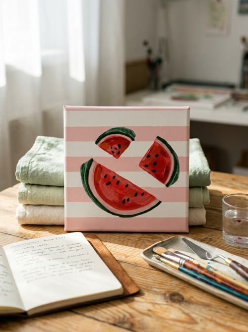 Watermelon II - akrylový obraz, letní motiv