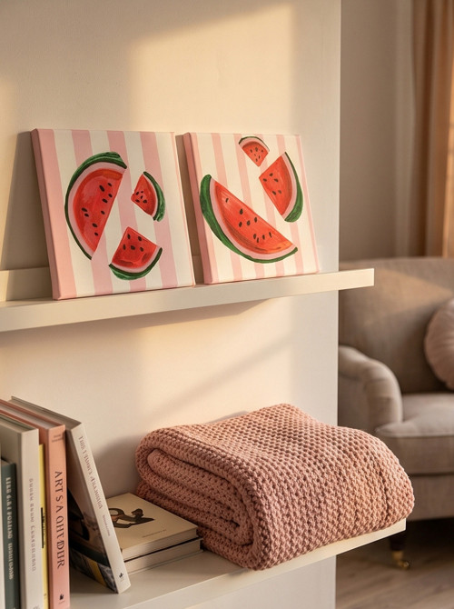 Watermelon Duo - 2 akrylové obrazy, letní motiv