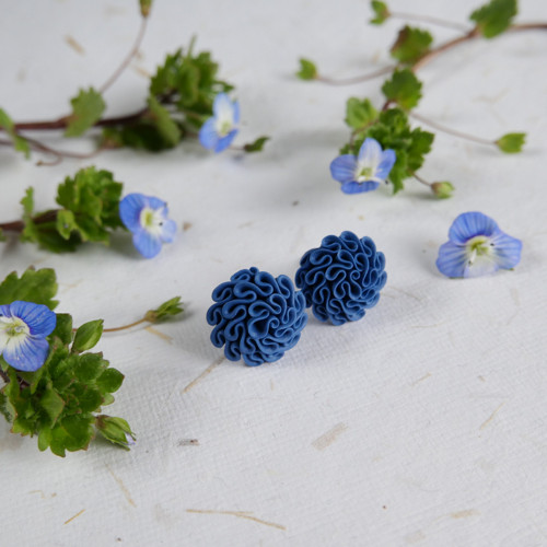 Náušnice květinkové Deep blue