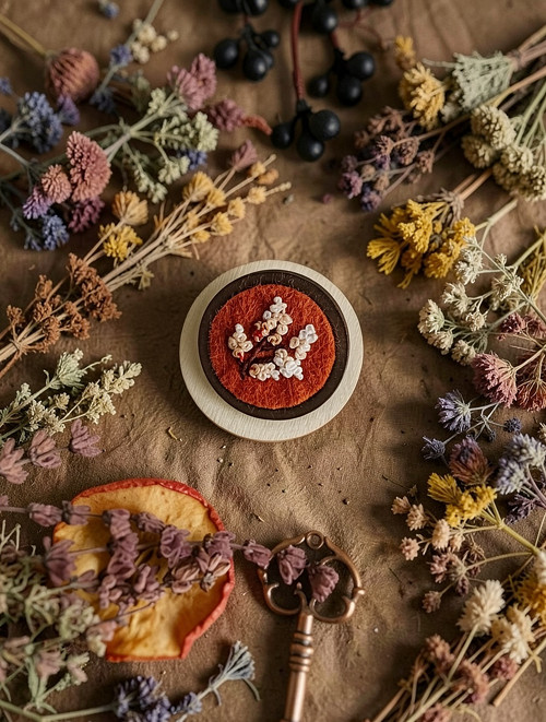 Herb vintage vyšívaná brož*