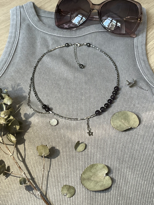 Ochranný asymetrický minerální choker s ametystem