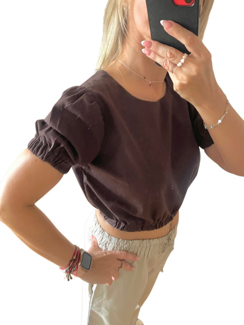 Ľanový crop top