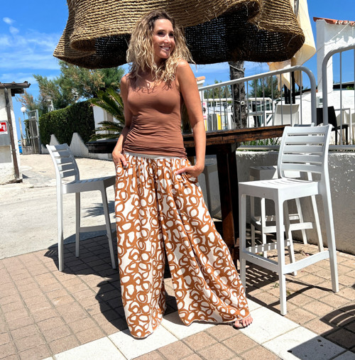 Kalhotová sukně smetanovo-měděná