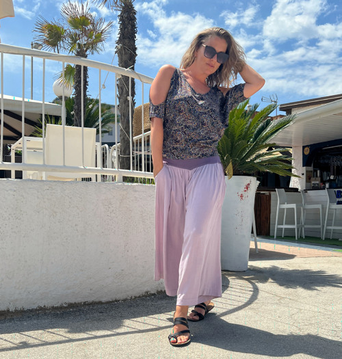 Kalhotová sukně maxi fialková vel L