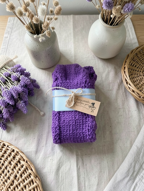 Lila pletené ponožky vel. 37-40