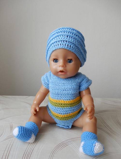 Bleděmodré body s doplňky pro panenku Baby Born