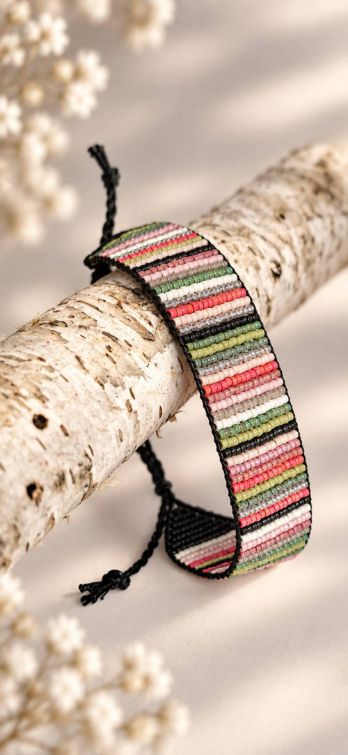 Dámský pletený korálkový náramek – handmade