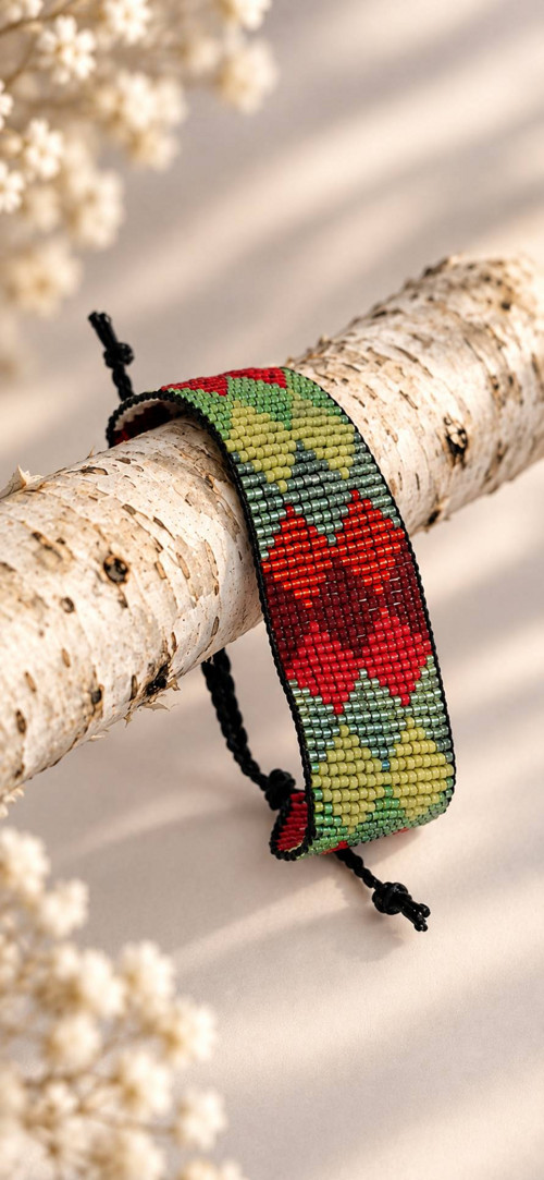 Dámský pletený korálkový náramek – handmade