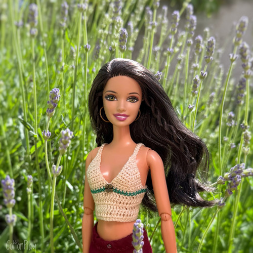 Čtyřlístek - top pro Barbie - béžový