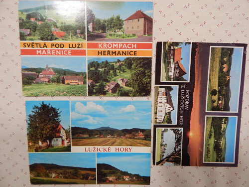 3 x Lužické hory na pohlednicích