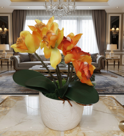 Zlaté cymbidium - umělá dekorace