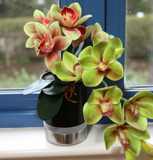 Zelené cymbidium - umělá dekorace