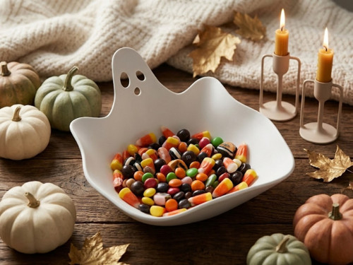 Halloween miska duch na cukrovinky - Bílá