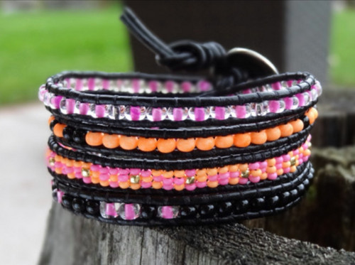 Náramek Wrap Bracelet v černo - růžové