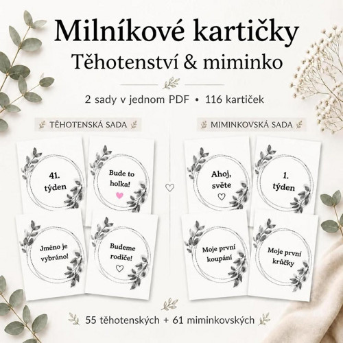 Těhotenské milníkové kartičky+Milníkové kartičky