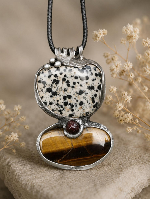 Amulet poutníků (jaspis + tygří oko)