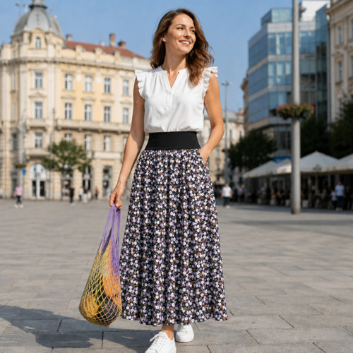 Sukně maxi květinová zahrada