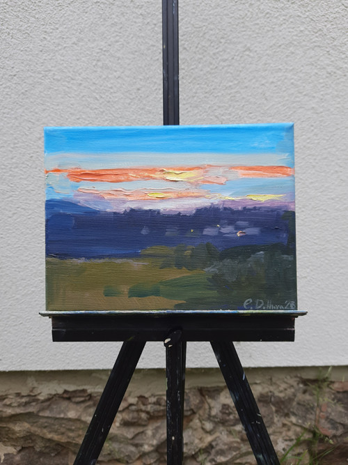 Olejobraz "Rozbřesk nad Kadaní" - 24x18 cm