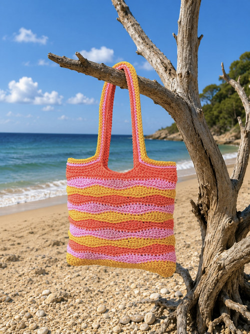 Tote bag háčkovaná plážová taška