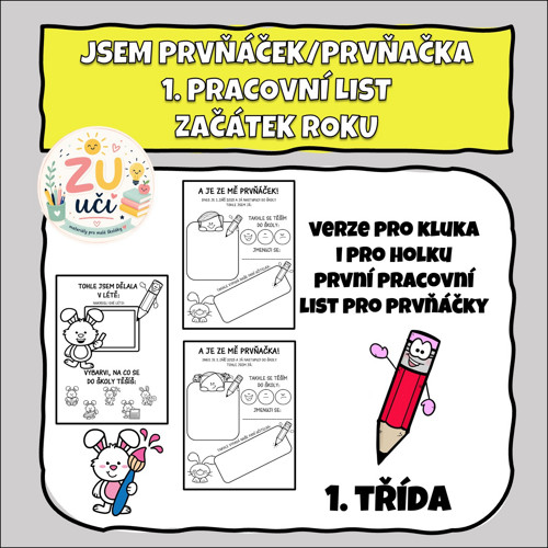 První pracovní list - Jsem PRVŇÁČEK!