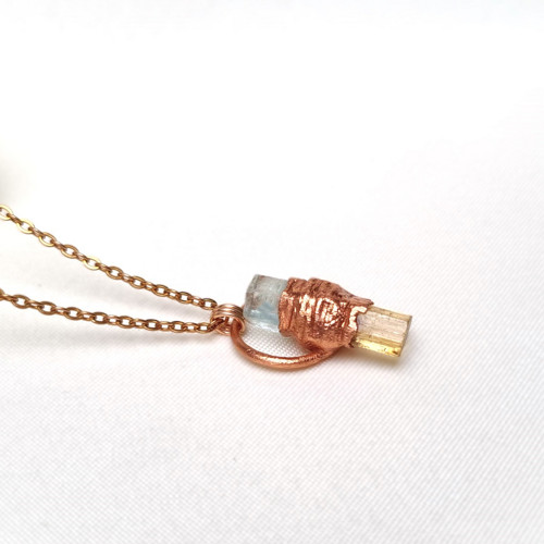 Akvamarín a zlatý topaz Imperial - autorský šperk