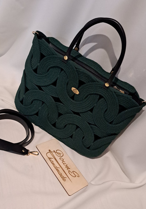Handmade kabelka "Judit" -lahvově zelená