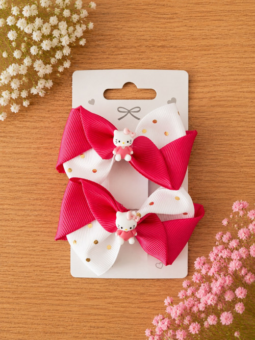 Fuchsiové Hello Kitty mašličky do vlasů - 2ks