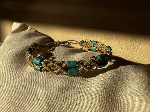 Boho náramek, micromacrame, GOLD