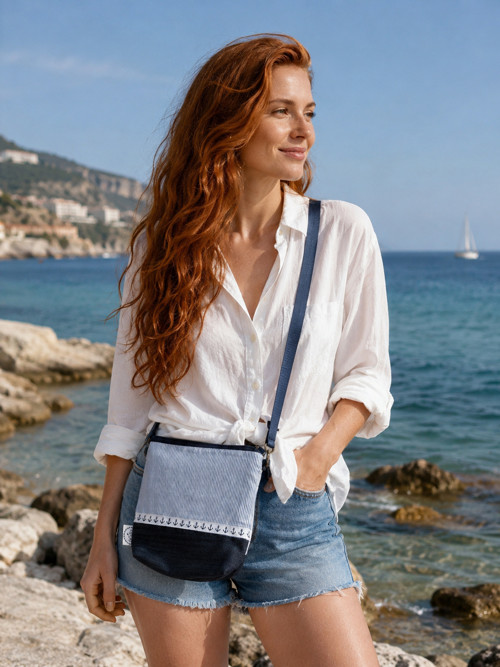 Námořnická proužkovaná crossbody kabelka