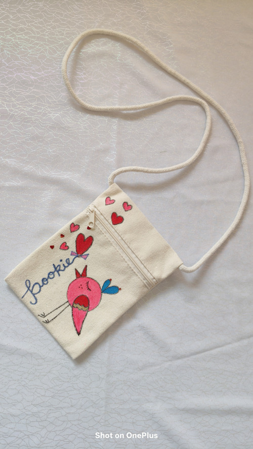 Ručně malovaná mini crossbody kabelka –Pookie Bird
