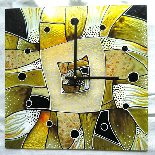 Ručně malované skleněné hodiny 30x30cm