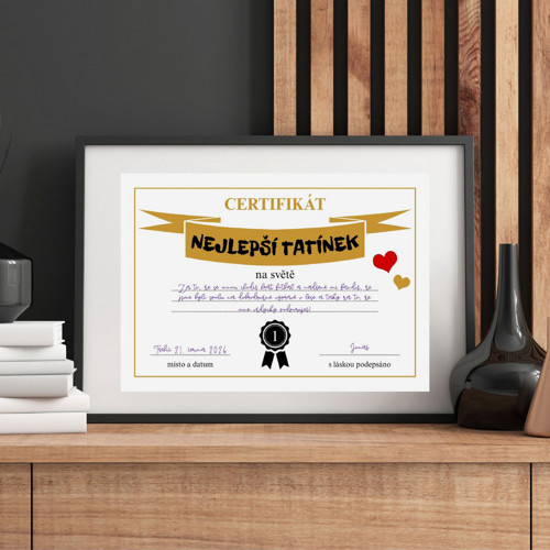 Dárek pro tatínka CERTIFIKÁT - pdf k tisku