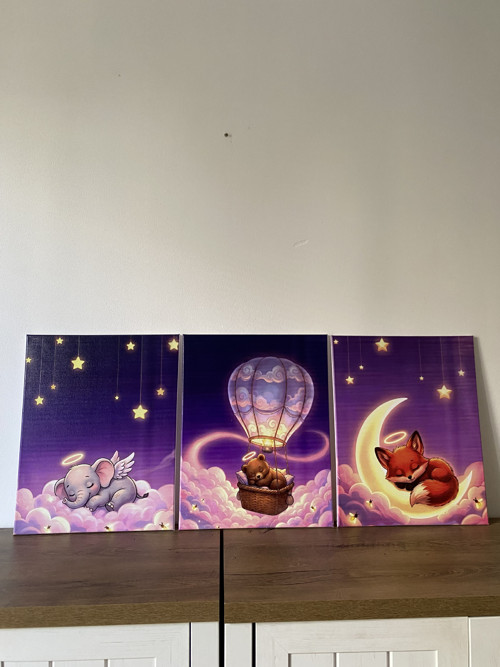 Set 3 dětských obrazů na plátně 40x50 cm