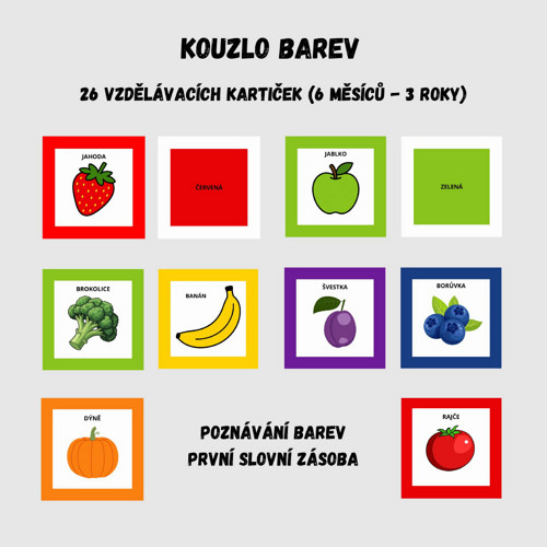 Kouzlo barev - 26 vzdělávacích kartiček (PDF)