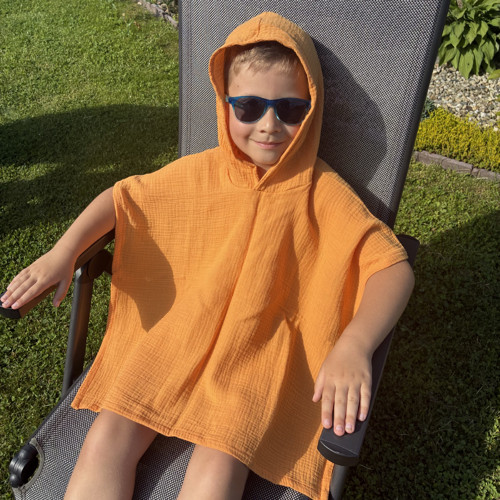 Dětské mušelínové pončo oranžové
