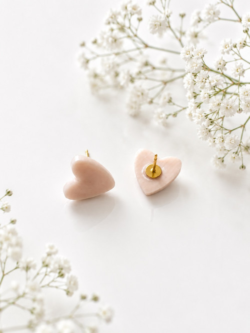 Pastel hearts - napichovacie náušnice