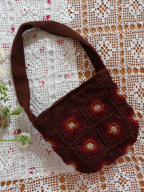 Boho/vintage háčkovaná kabelka | granny squares