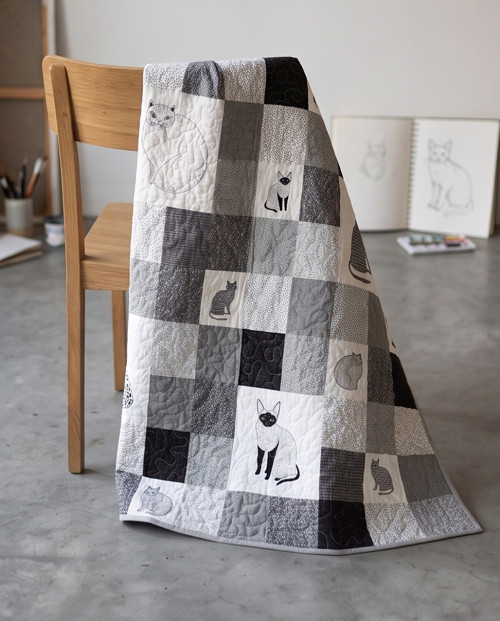 Patchworkový quilt ,, Kočky,,