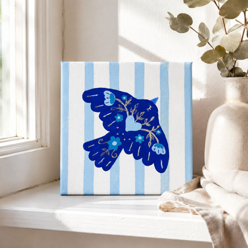 Originální malba 'Blue Dove' | akryl | 15×15 cm