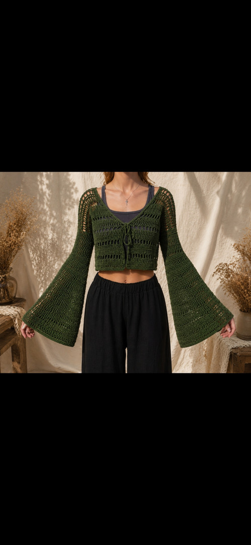 Forest green | crochet cardigan