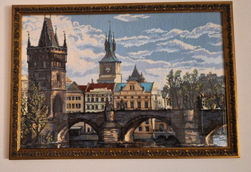 Karlův most - ručně vyšívaný obraz 40x60 cm