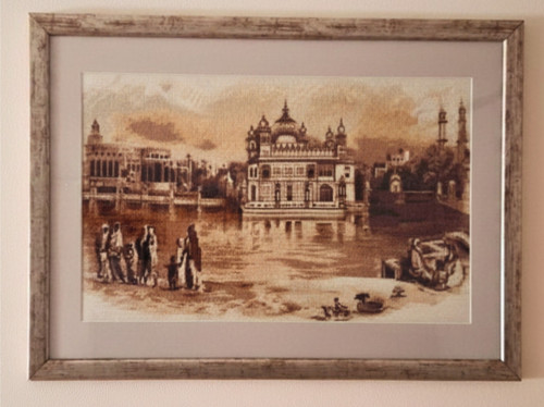 Indický chrám - ručně vyšívaný obraz 50x29 cm
